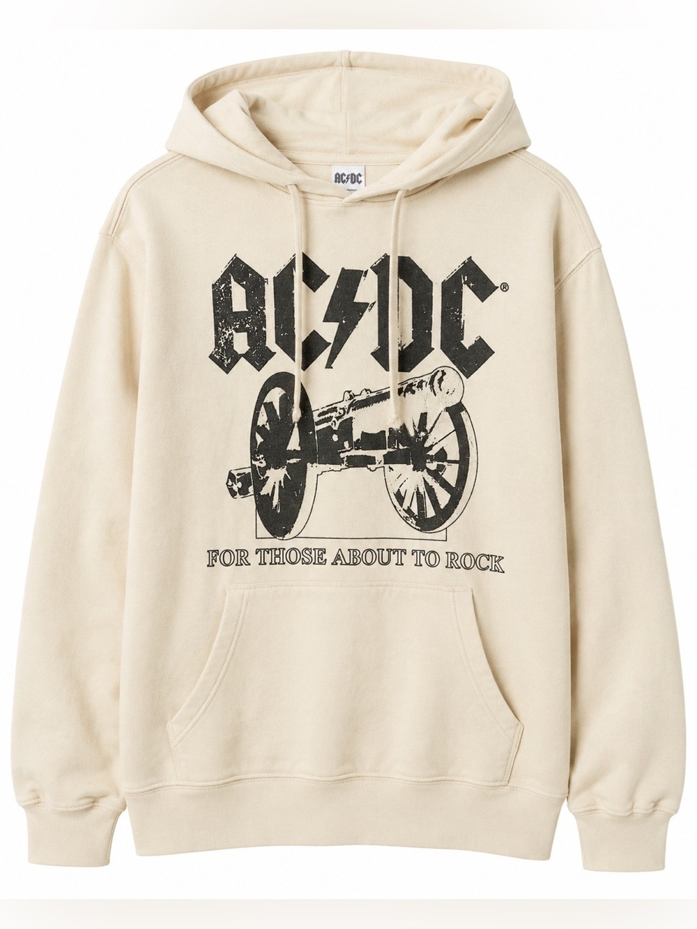 AC/DC For Those About to Rock Cannon Hoodie S Ivory Band Graphic Rock